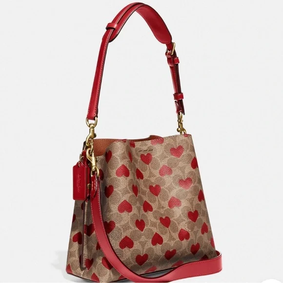 NWT Coach Willow Bucket Bag in Signature Canvas with Heart Print - Picture 12 of 12